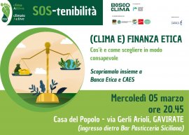 CAES all'incontro "(Clima e) finanza etica. Cos’è e come scegliere in modo consapevole” della Ong CAST